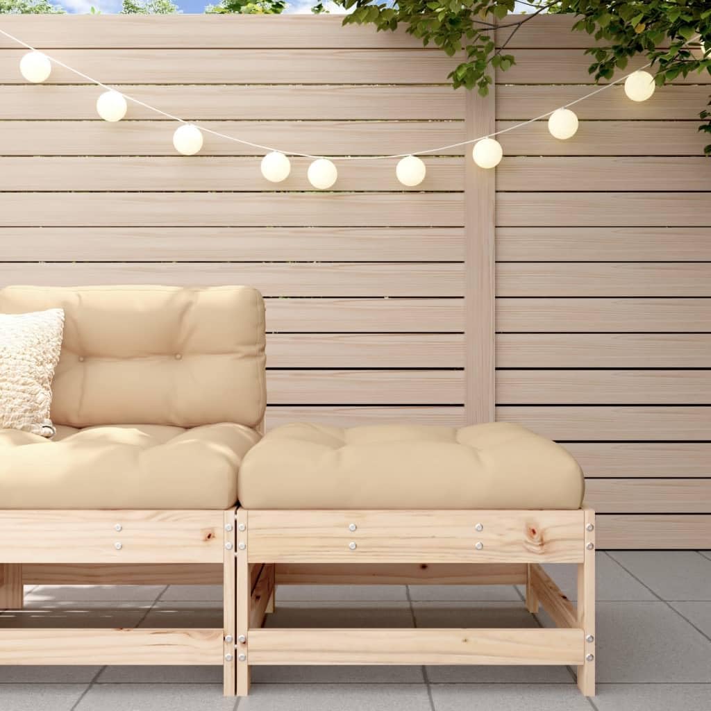 vidaXL Patio Furniture, Middle Sectional Sofa Couch with Cushions, Outdoor Seating Furniture for Balcony Garden Porch Backyard, Solid Wood Pine