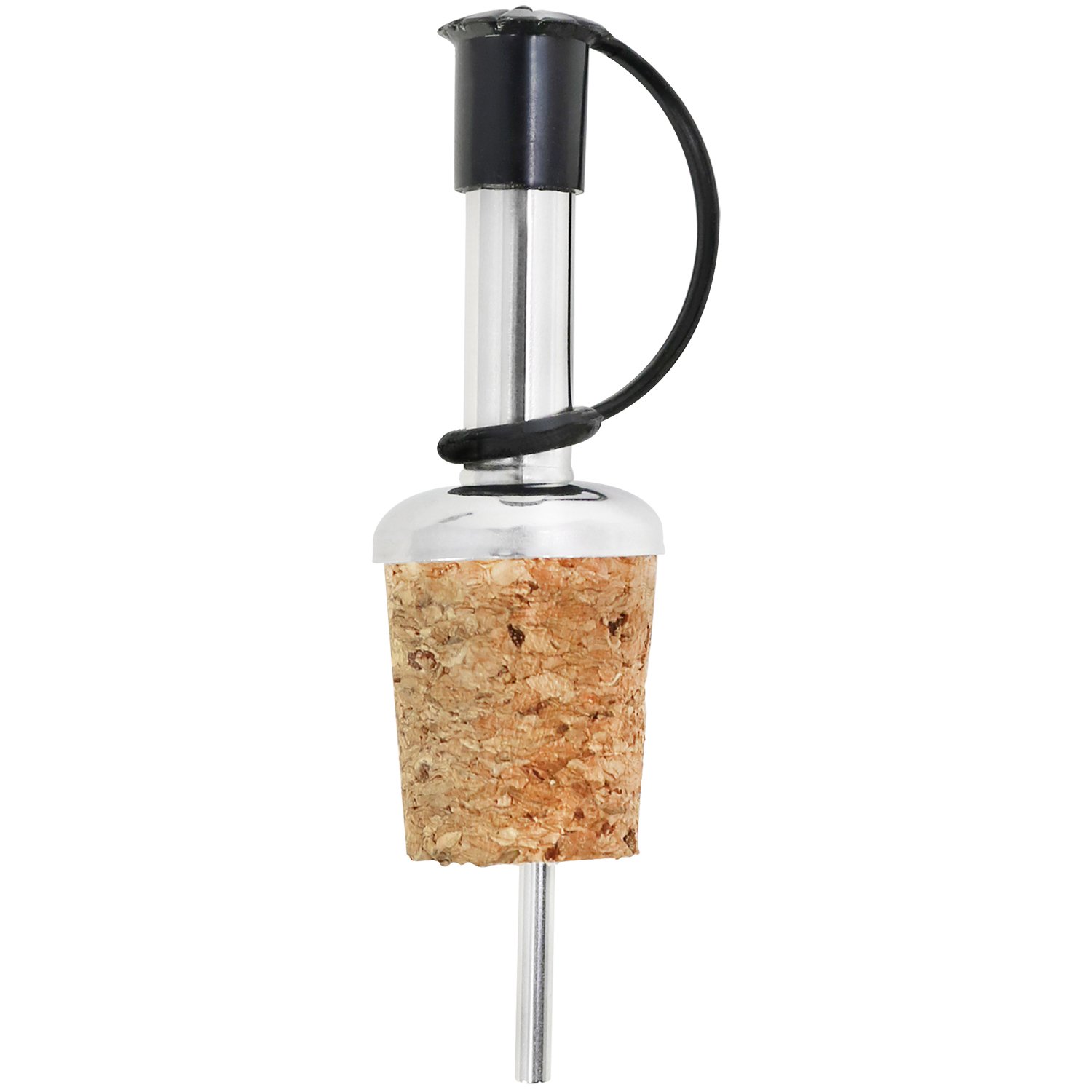 COM-FOUR® 4x Vertedor de botellas de acero inoxidable con tapón protector y corcho - Para licores, vinagre y aceite (04 piezas)