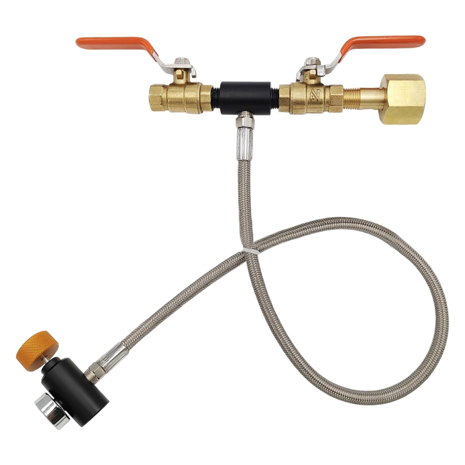 Adattatore di ricarica per bombole di CO2 con tubo intrecciato da 24 pollici e indicatori Valvole di riempimento per serbatoi di CO2 ad alta efficienza per valvole CGA320 Attrezzature per bevande per