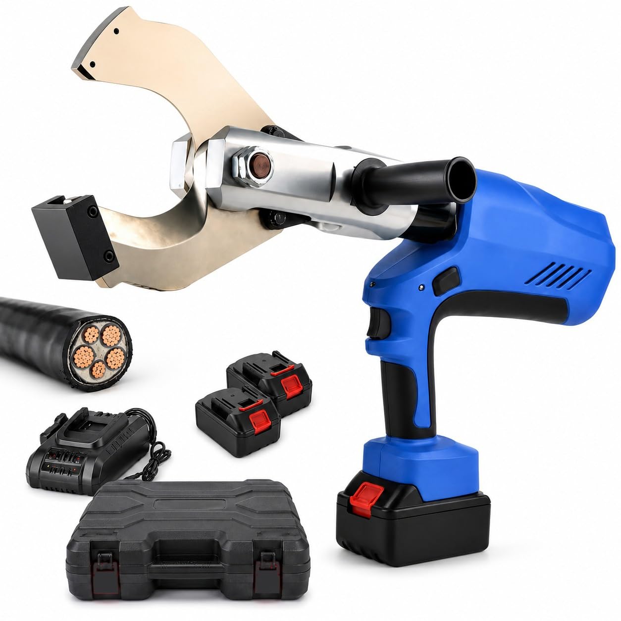 Handheld Cordless Cable Cutter, Electric Hydraulic Wire Cutter, LED Display, 18V 4.0Ah Battery, Fast Cutting 3-8s, for Overhead Lines, Copper Aluminum Armored Cable(85C)