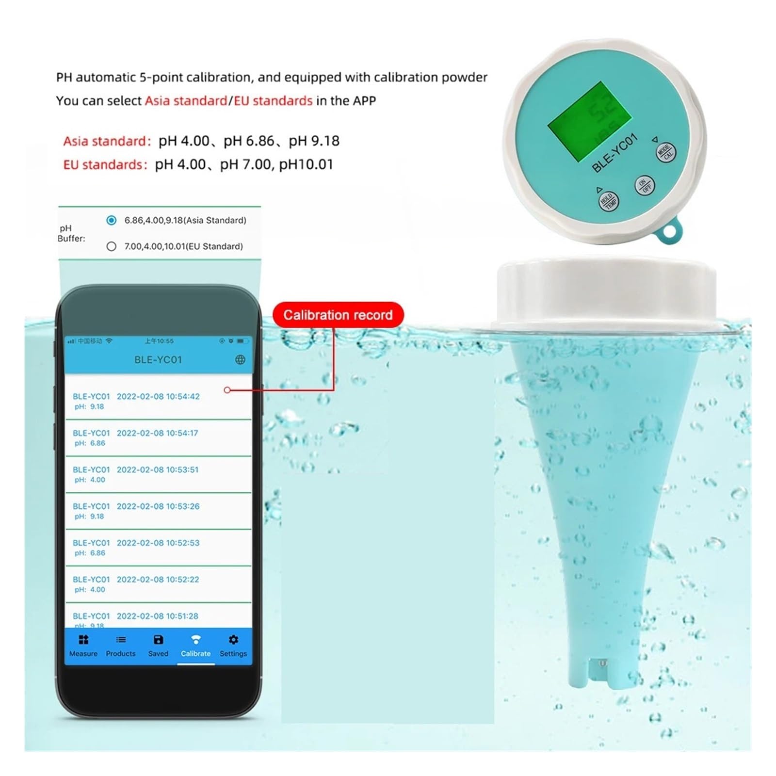 Detektor Jakości Wody 6w1 PH EC TDS ORP CL Kalibracja Temperatury Tester Chlorowej APP Online Monitor Do Basenu Szybkie I DokłAdne Wykrywanie