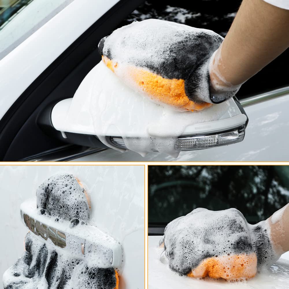 Kit De Lavage Voiture 10 Pièces KEYAYE - 2 Gants Microfibre, 3 Chiffons, 5 Brosses - Nettoyage Intérieur Et Extérieur