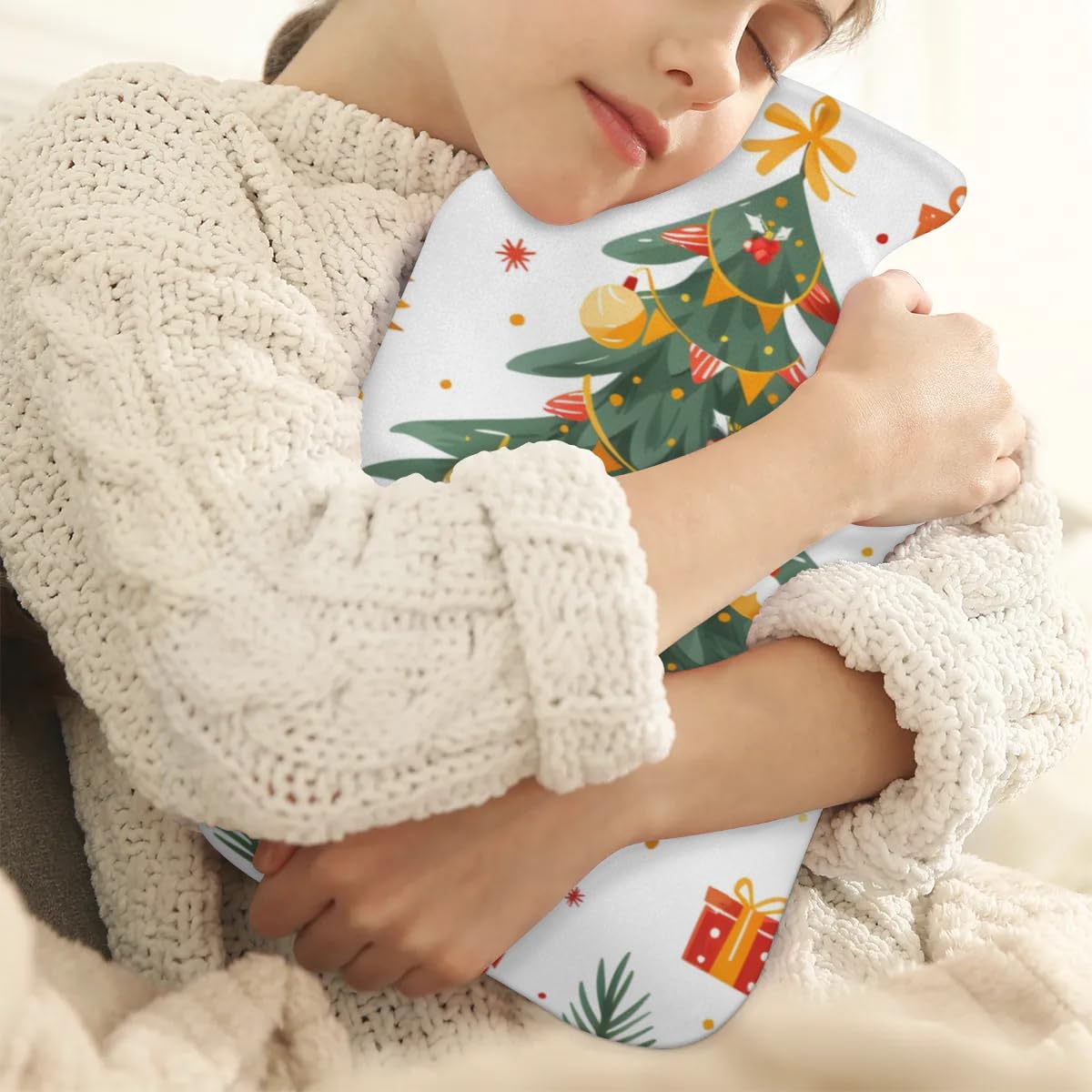 Hot Water Bottle with Soft Cover,2L Glitter Tree Hot Water Bag for Hot and Cold Compress, Hand Feet Warmer, Christmas Gift Rubber Hot or Cold Water Bottle Halloween Christmas Decorations