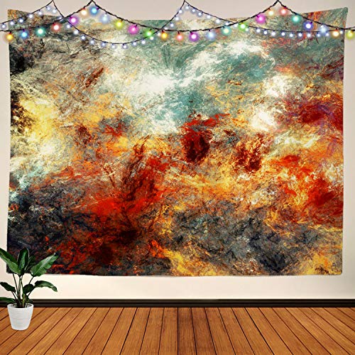 BaoNews Bright Artistic Abstract Tapestry, Abstract Beautiful Blue and Yellow Color Dynamic Painting