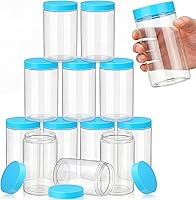 Vista 8 de SATINIOR Paquete de 12 tarros de plástico de 10 onzas con tapas, tarros redondos transparentes para cosméticos de viaje, para artículos de tocador