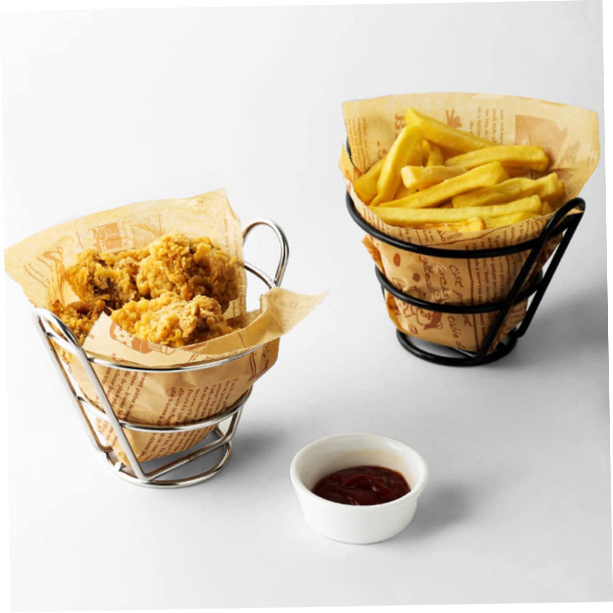 FONDOTIN 1pc French Fry Stand Holder French Fries Holder French Fries Basket Fries Stand Restaurant Trays Serving Utensil Holder Utility Racks Display Rack French Fry Holder with for Black
