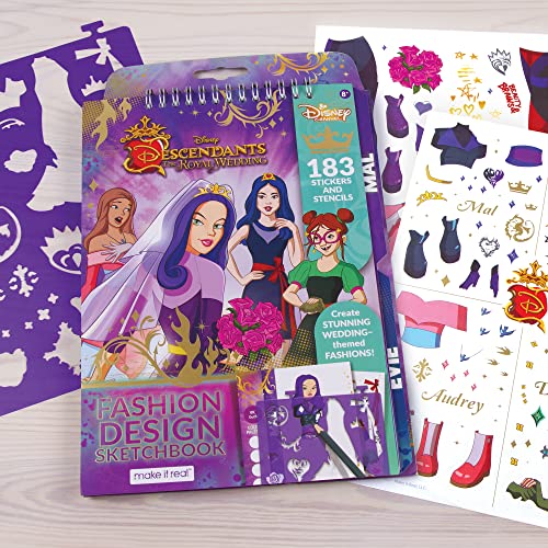 Disney Descendants Royal Wedding Fashion Design Sketchbook for Girls - Create Stunning Wedding-Themed Fashions with 183 Stickers, Stencils, Design Guide - Gift for Ages 8+, Develops Real-World Skills - image 3