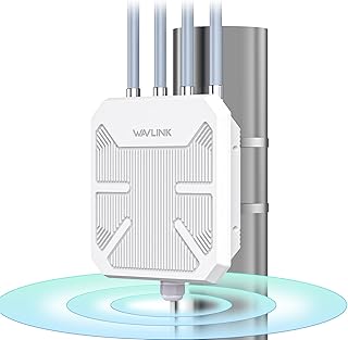 WAVLINK Outdoor WiFi 6 Extender AX1800 High Power Outdoor Weatherproof WiFi Range Extender Access Point with Passive/Active POE, Dual Band 2.4GHz+5GHz, 4x8dBi Detachable Antenna