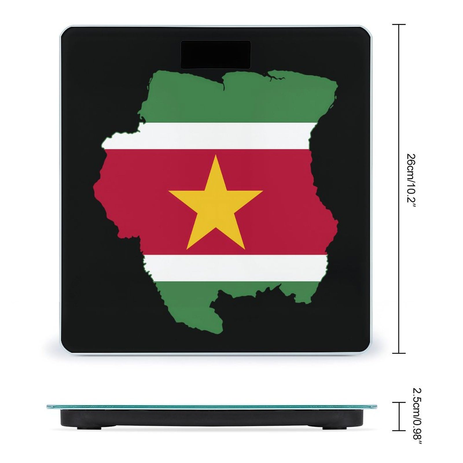 Flag Map of Suriname Scale for Body Weight Smart Accurate Digital Bathroom Scale with Easy Read LCD