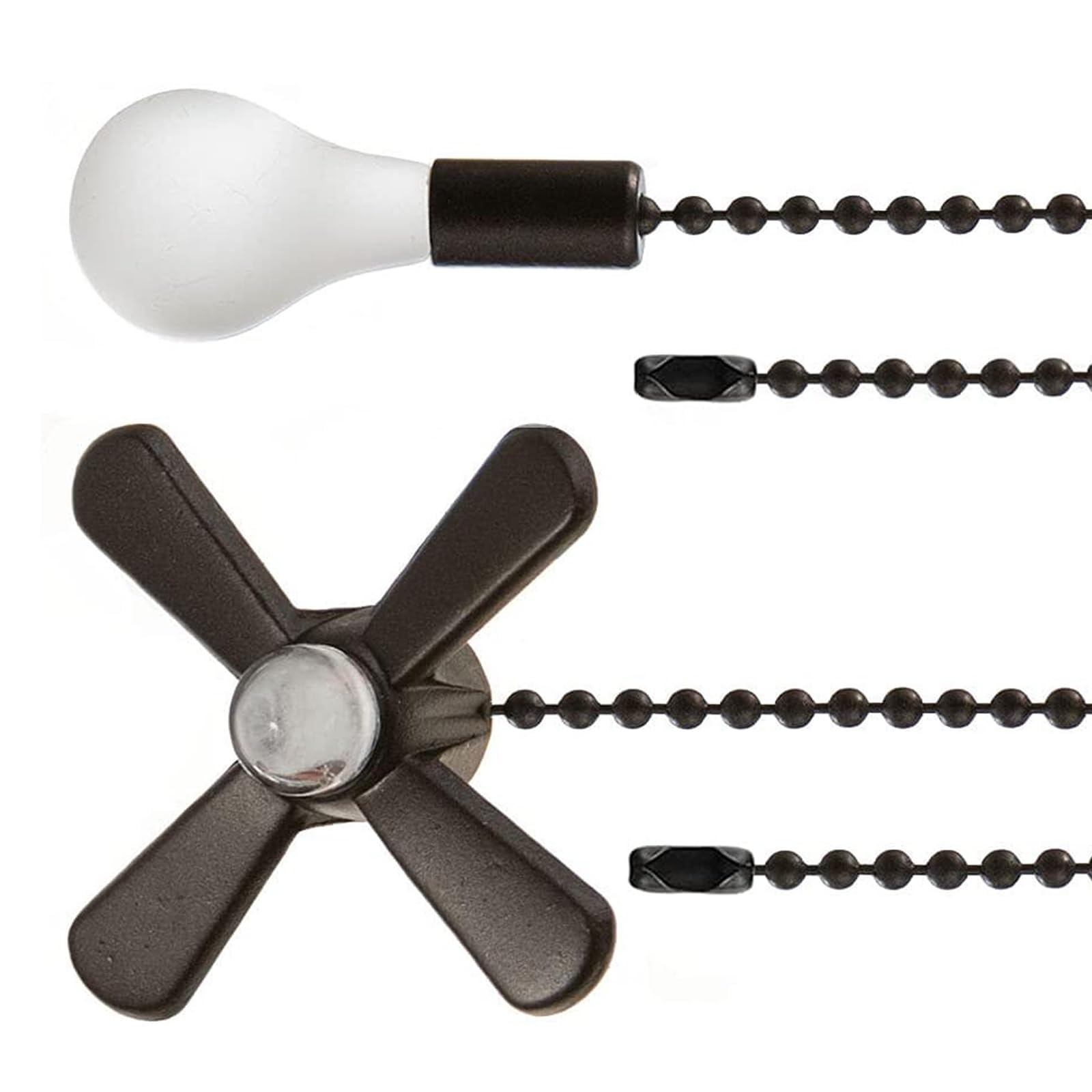 Kalttoy Ceiling Fan Pull Chain Set with Light Bulb and Fan Cord Ornaments Lamp Extension Chains Steel Texture for Home Decors Fashion Chain Set
