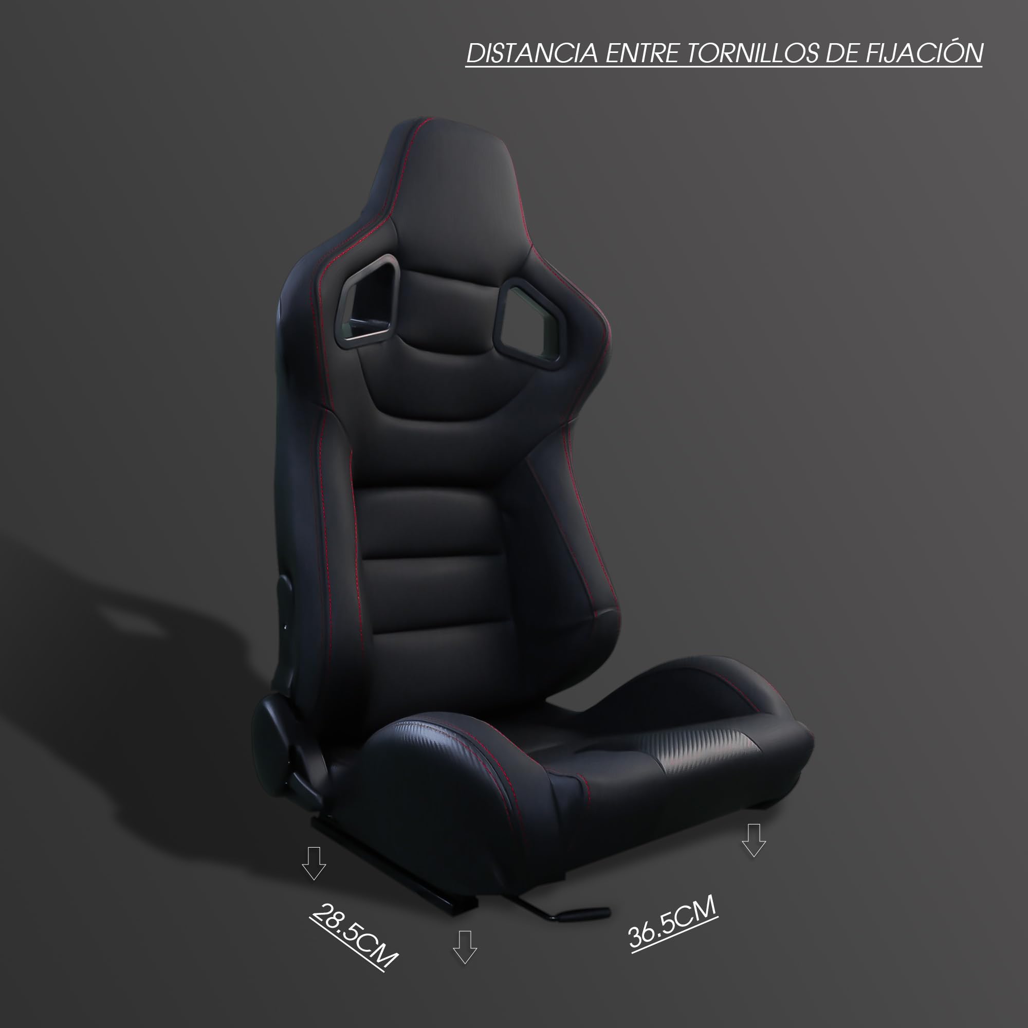 MODAUTO Seggiolino Auto Sportivo, Semibaquet Sportivo Regolabile, Pelle e Carbonio, con Binari Inclusi, Conducente e Passeggero, Universale per Auto e Simulatore di Guida, Modello N705L-IT, Nero