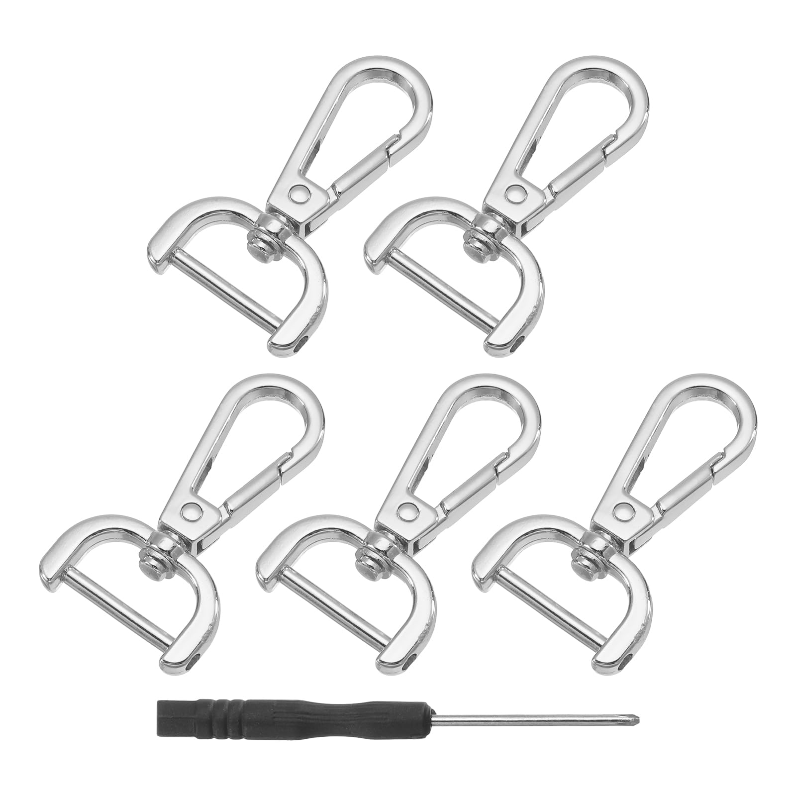 sourcing map 1 Set Detachable Snap Hooks, 0.79" D Ring Swivel Clasp for Purses Push Gate Lobster Claw Clasps Fashion Clip Purse Making with Screwdriver, Silver