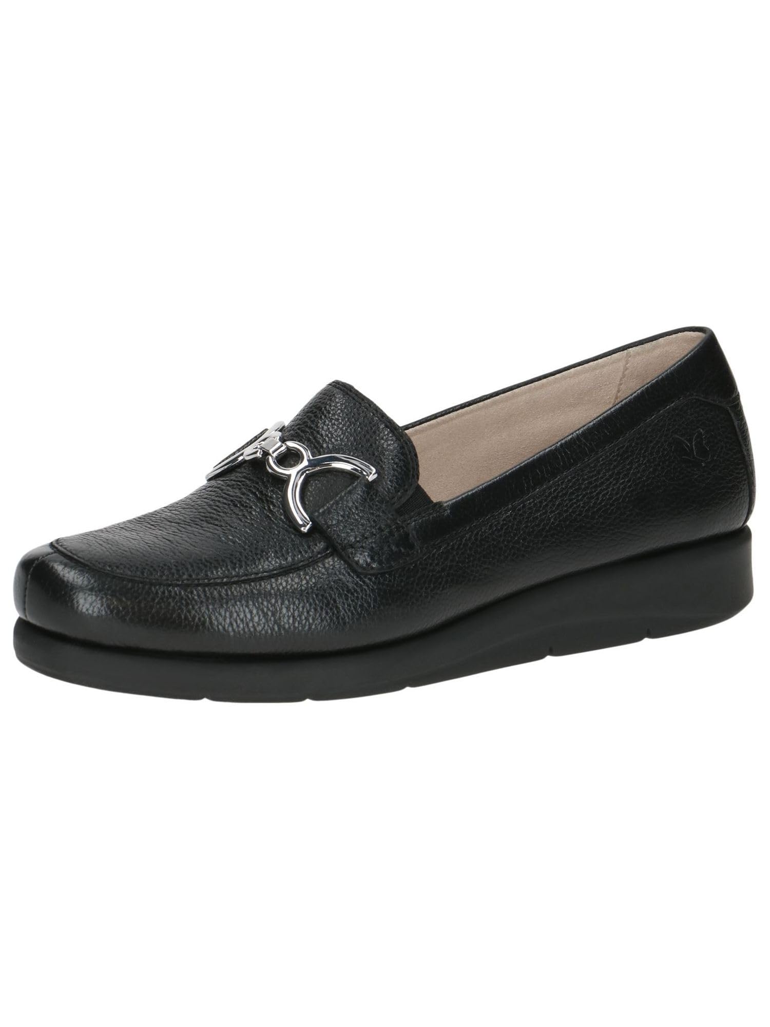 CAPRICE Women's Leather Loafers with Wedge Heel, Black (Black Nappa), 4 UK
