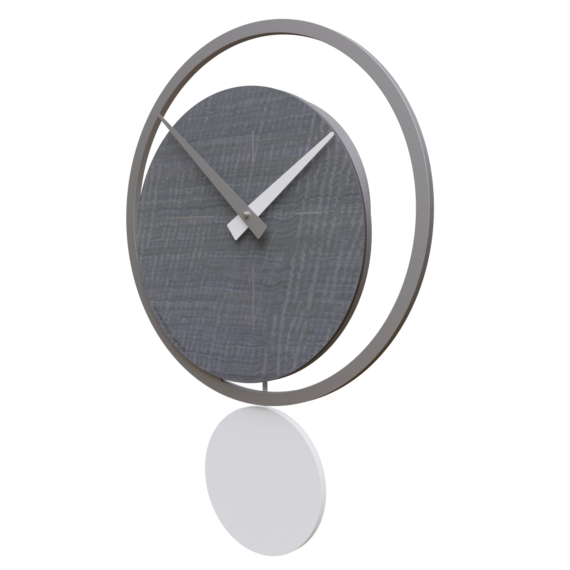 CalleaDesign Orologio a Pendolo Moderno da Parete Design Elegante e Contemporaneo 51x36 cm [Radica Grigia]