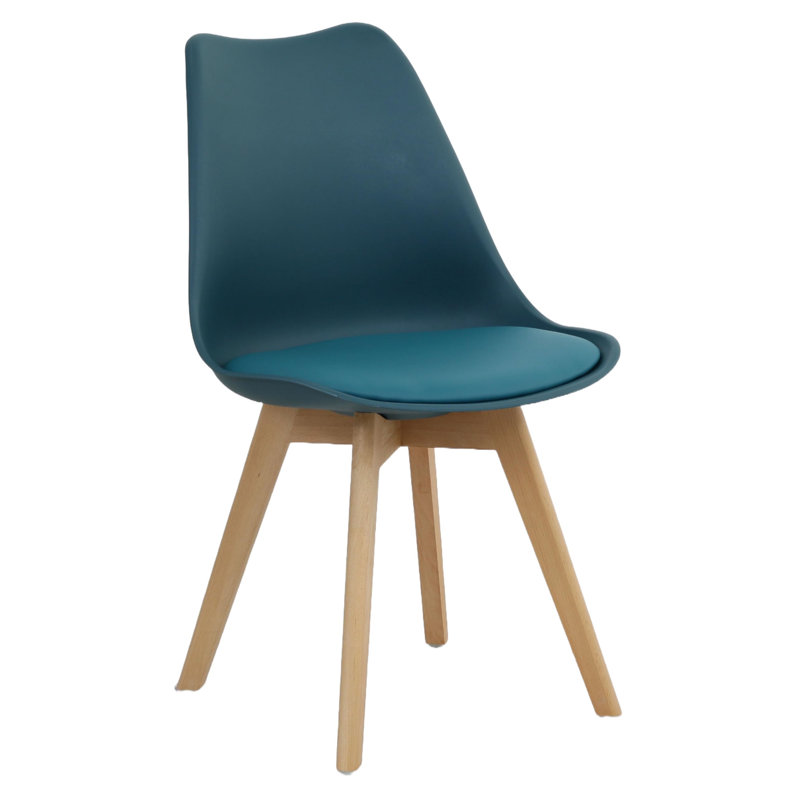 Totò Piccinni Sedia FUTURA con cuscino imbottito e gambe in LEGNO di faggio dal desing scandinavo (1, Petrolio)