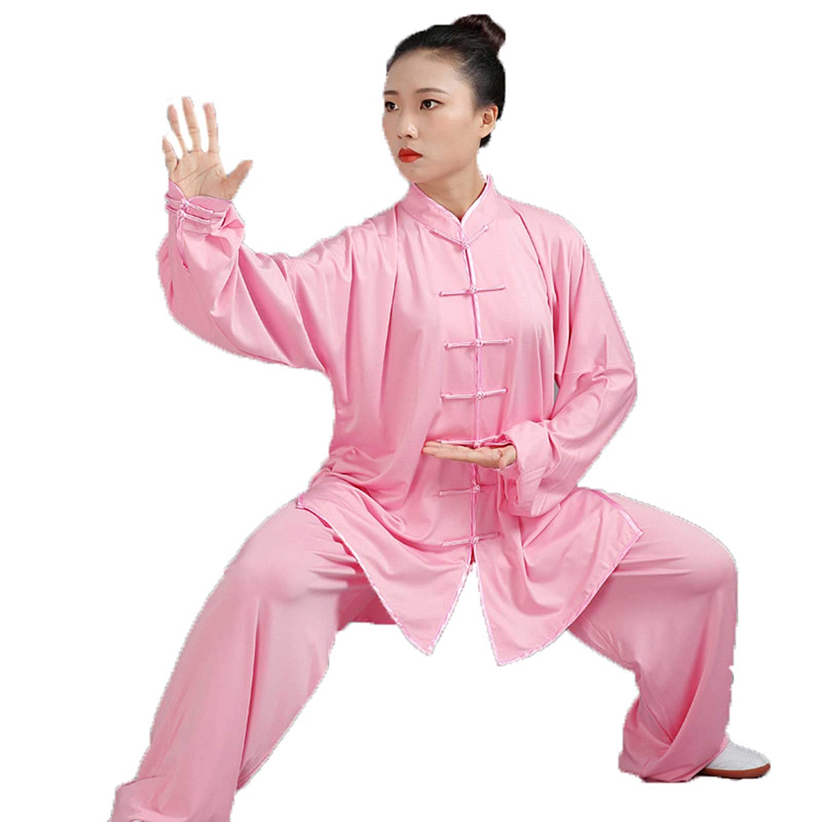 Unisex Tai Chi Uniformen Kung Fu odzież bawełniany jedwab Stretch Taichi garnitury tradycyjna odzież Tai Chi do ćwiczeń Tai Chi, różowy, XS