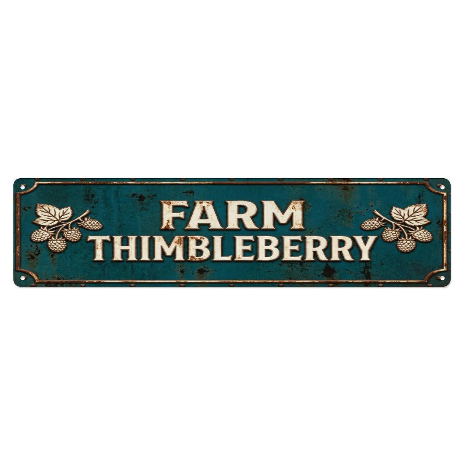 Metal Tin Sign FARM THIMBLEBERRY Vintage Berry Rustic Farmhouse