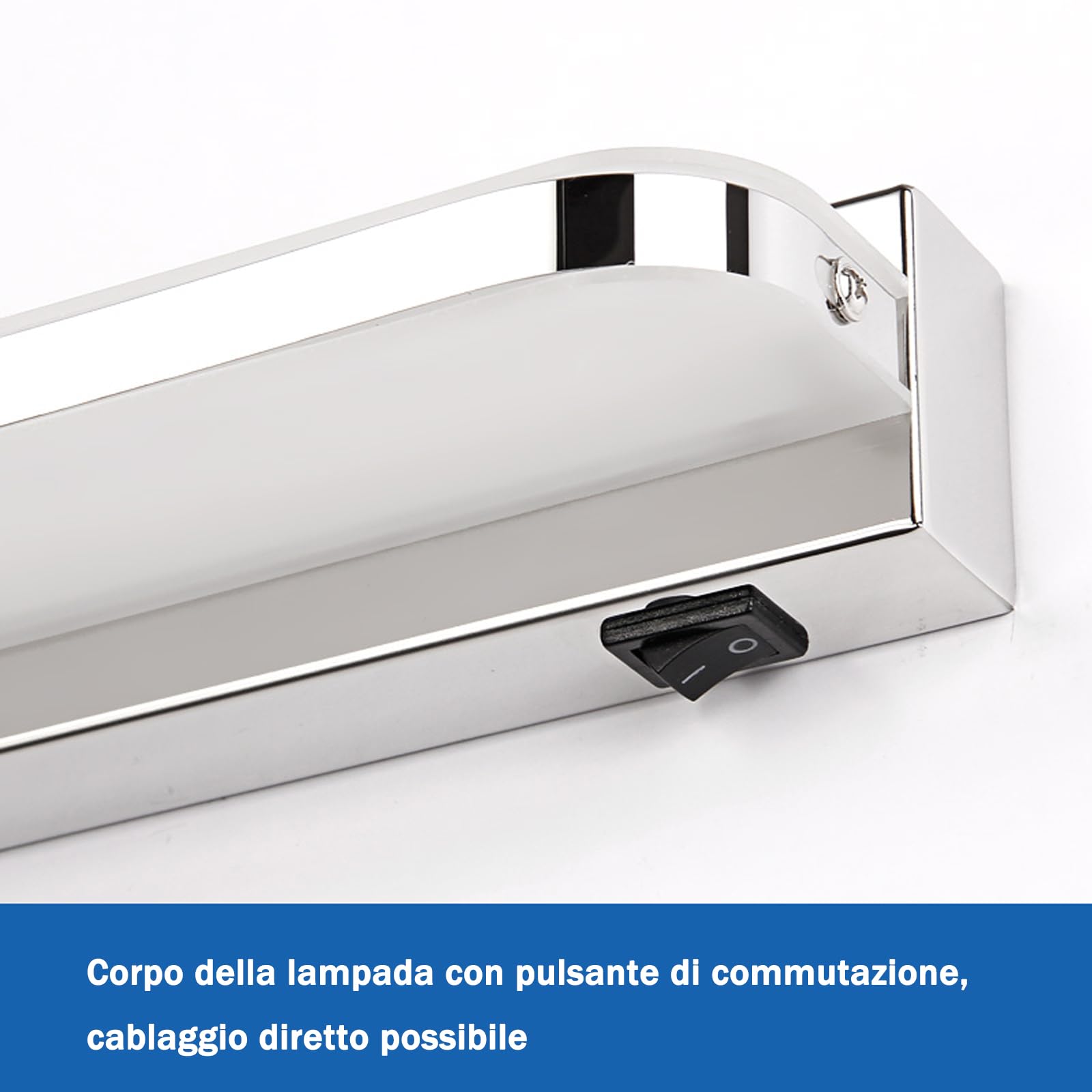 Lampada da Specchio per Bagno 42cm 9W - Lampada da Parete in Acciaio Inox, LED 4000K 6000K (Bianco Freddo)