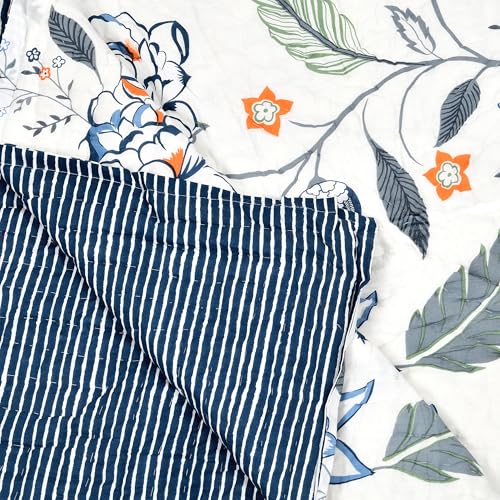 Image of BLOCKS OF INDIA Hand Block Printed Cotton King Size Quilt /Rajai | Blue Anar JAAL