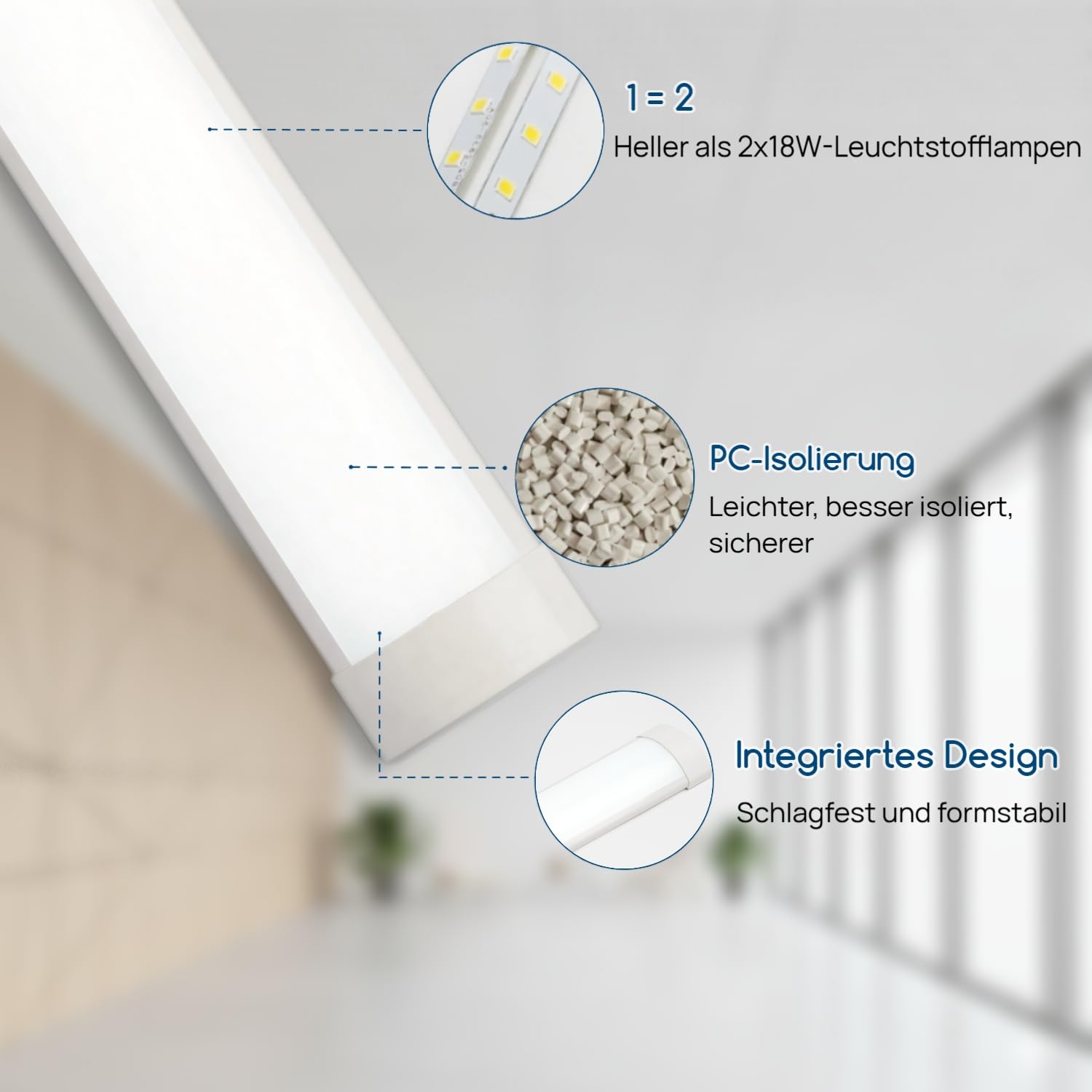 LED Leuchtstoffröhre 120 cm 4 Stück, 6500K Kaltweiß LED Röhre Garage | 34W 3750LM Energieeffiziente & Langlebige, LED Lichtleiste für Garage, Lager, Büro, Werkstatt, Küchenbeleuchtun