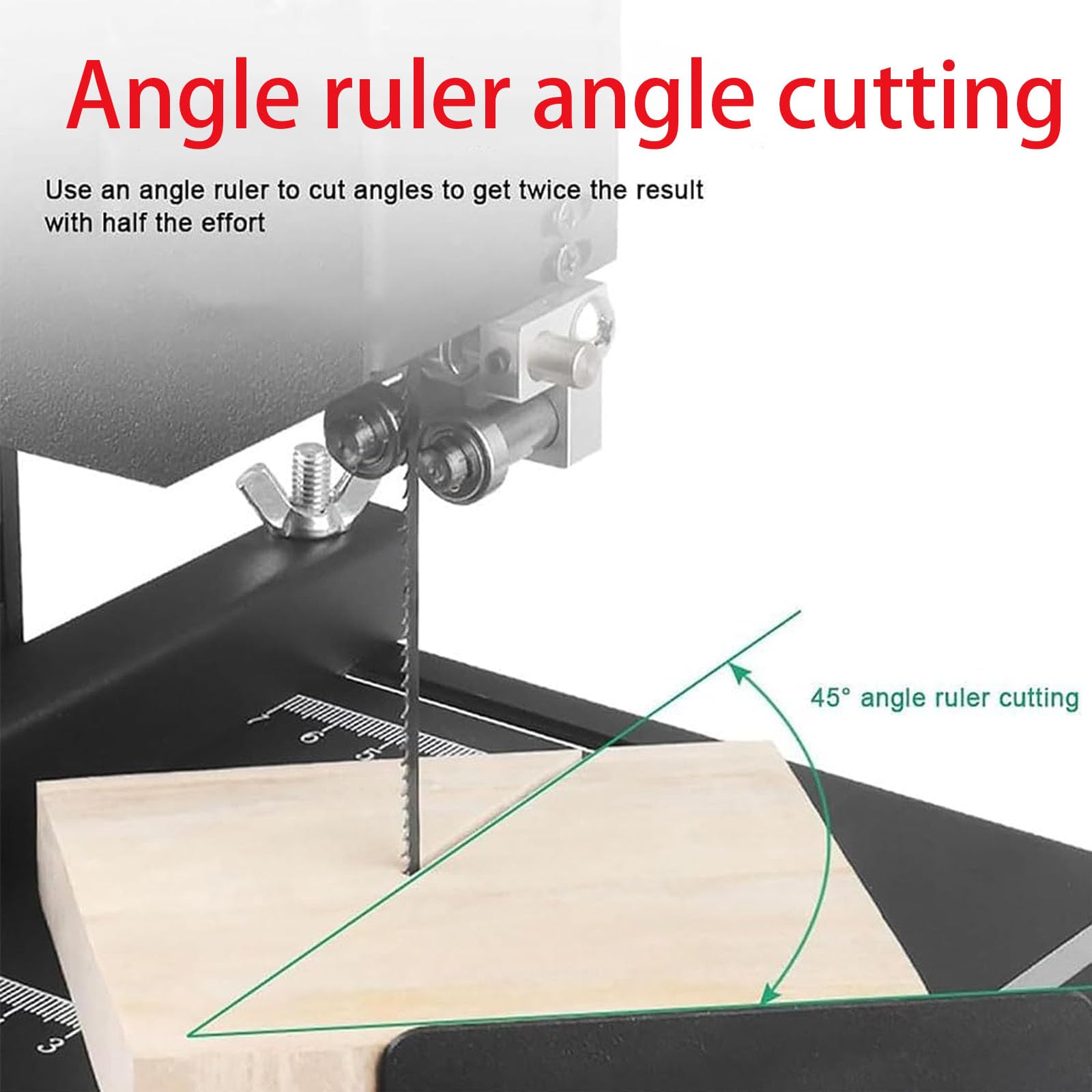Sierra de cinta profesional de mesa con motor de cobre resistente, profundidad de corte de 70 mm, bisel ajustable y base de metal estable para carpintería de precisión