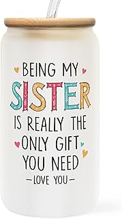 Sisters Gifts from Sister, Brother - Gifts for Sister - Sister Birthday Gift Ideas, Birthday Gifts for Sister - Sister Christmas Gifts, Christmas Gifts for Sister - Big Sister Gift - 16 Oz Can Glass