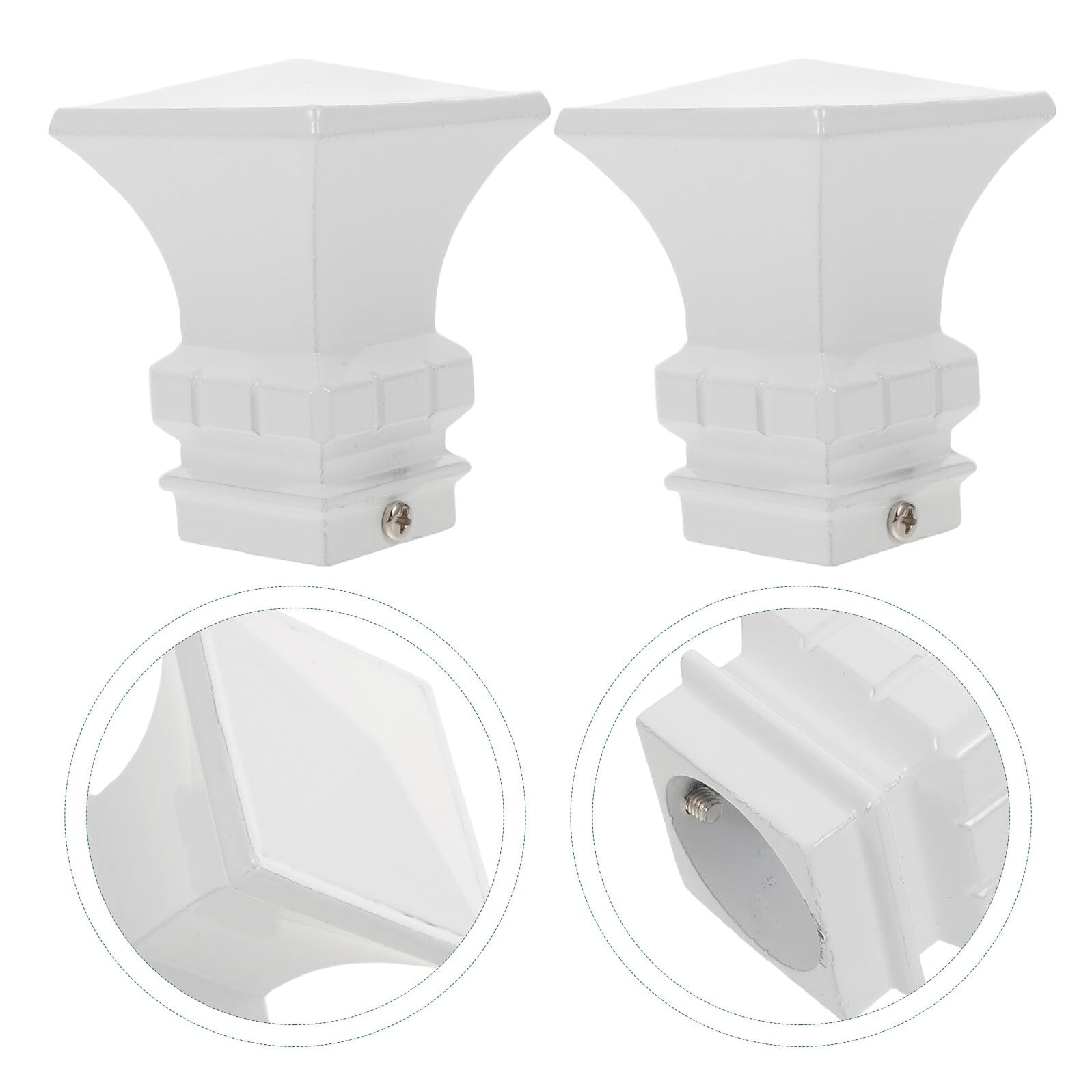 Ipetboom Terminali Quadrati per Aste per Tende in Metallo Bianco Set 2 Pezzi Design Spesso per Supporto Resistente Decorativi Stile Romano per Soggiorno Cucina e Ufficio Facile
