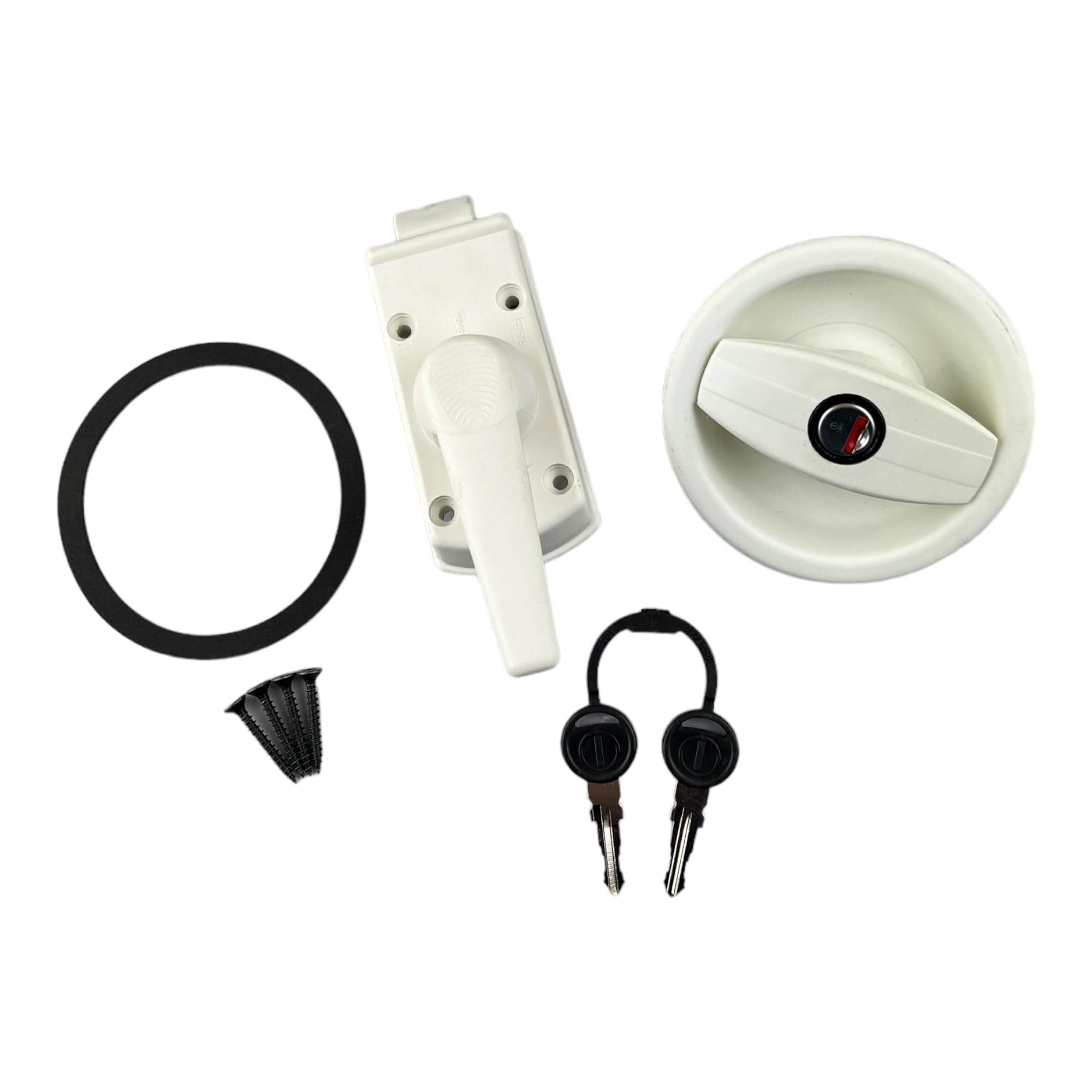 Cerradura Redonda Blanca Para Caravana O Autocaravana – Cilindro Zadi Con 2 Llaves – Montaje Ambidiestro (Izquierda O Derecha)