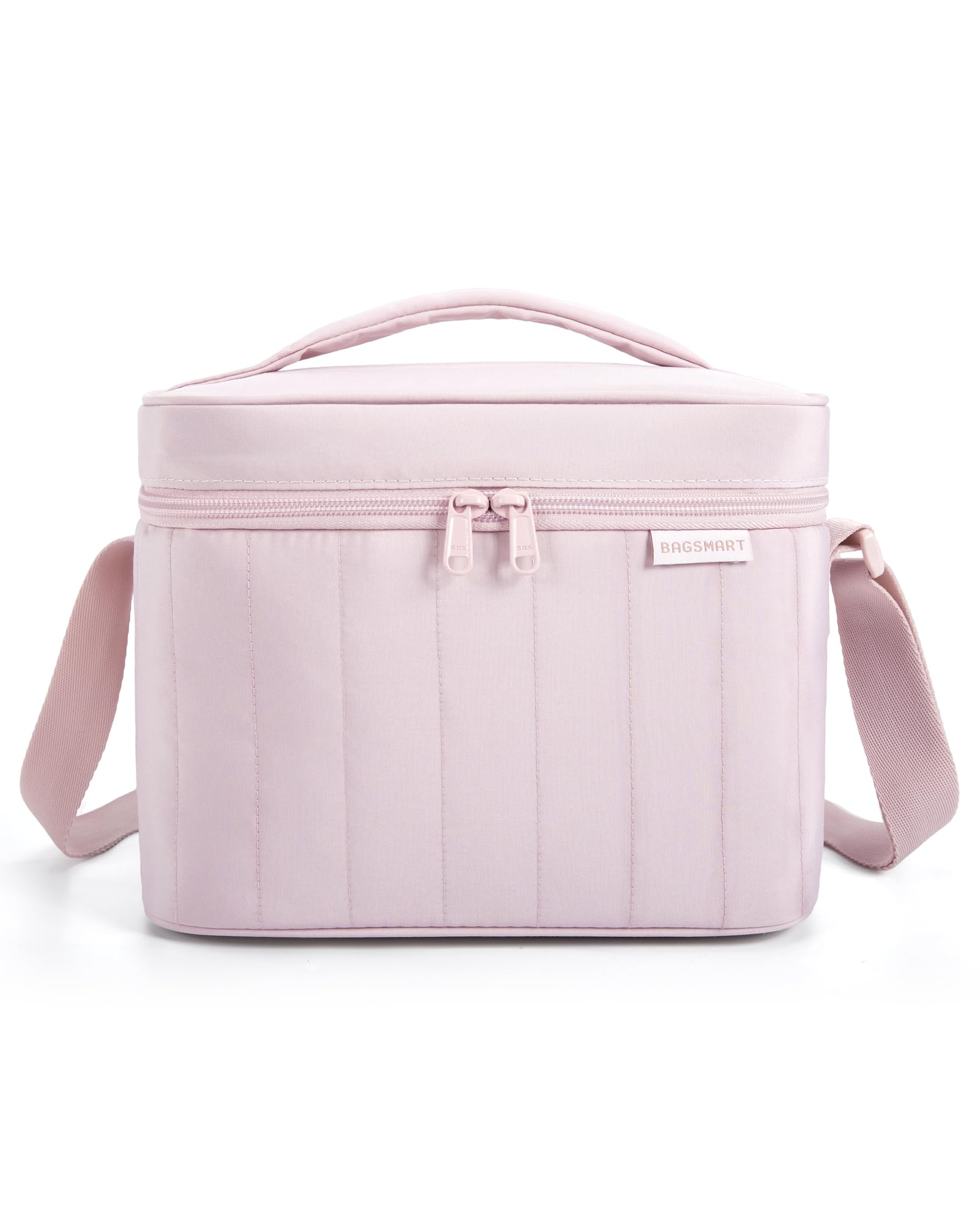BAGSMART Lunch Box for Women Insulated Lunch Bag Cute Puffer Lunch Tote Bags Lightweight Quilted Reusable Cooler for Work School Picnic or Travel, Pink