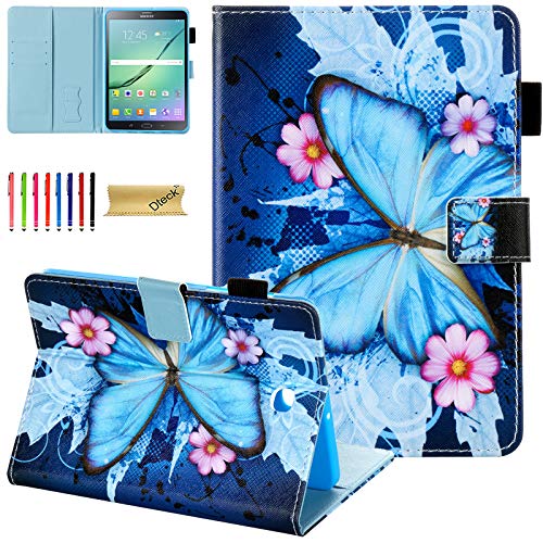 Galaxy Tab S2 8.0 Case, Dteck Folio Stand PU Leather Protective Case with Auto Sleep/Wake Card Holders Wallet Cover for Samsung Galaxy Tab S2 8.0 Case 2015 Released SM-T710 T715 T713,Blue Butterfly