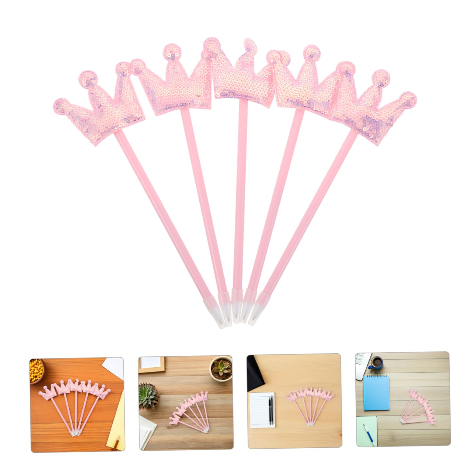 jojofuny 5pièces Stylos à Bille Mignons à Paillettes pour Femmes de Stylos Roses Créatifs Fournitures de Bureau Cadeaux pour Fête D'halloween Articles Scolaires