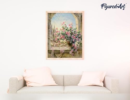 Vista 415 de Figured'Art - Juego de pintura por números, lienzo enrollado sin marco, para manualidades, para adultos, 16 x 20 pulgadas, jarrón de peonías