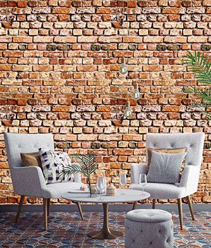 Image of DWELLSINDIA Brown 3D Brick Self Adhesive Wallpaper Waterproof, Scratch Resistant, Laminated 41cmx244cm