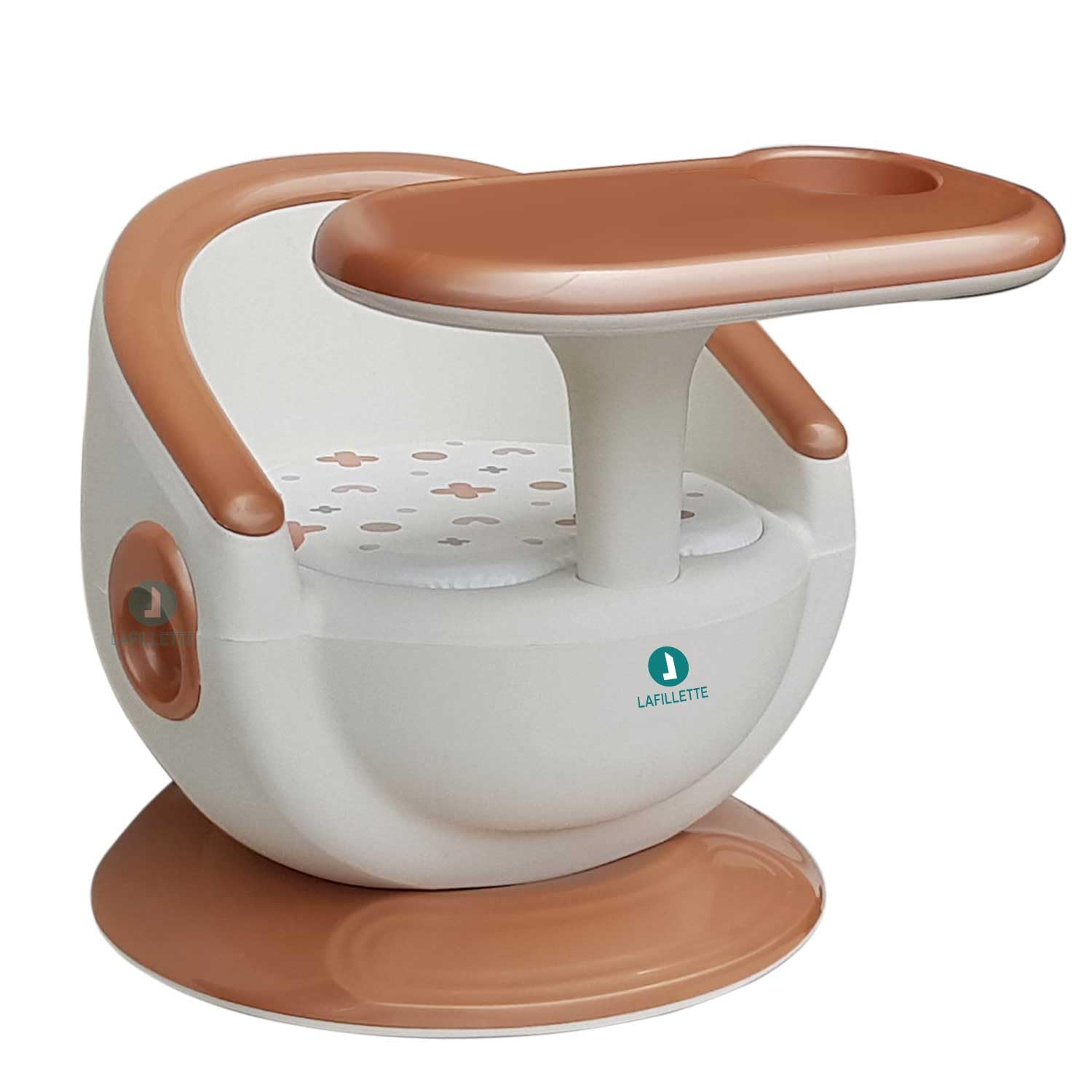 LAFILLETTE Baby Booster Feeding Chair with Removable Tray and Safety Belt for Infants and Toddlers, Folding Portable Booster Seat for Indoor/Outdoor Use (Peach)-image-6