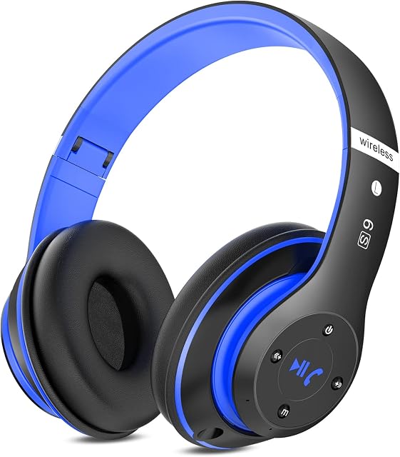 Bluetooth Headphones Over Ear, 6 EQ Modes Wireless Headphones Over Ear,40 Hours Playtime Foldable Lightweight Wireless Headphones,with Built-in HD Mic, FM, SD/TF for PC/Home
