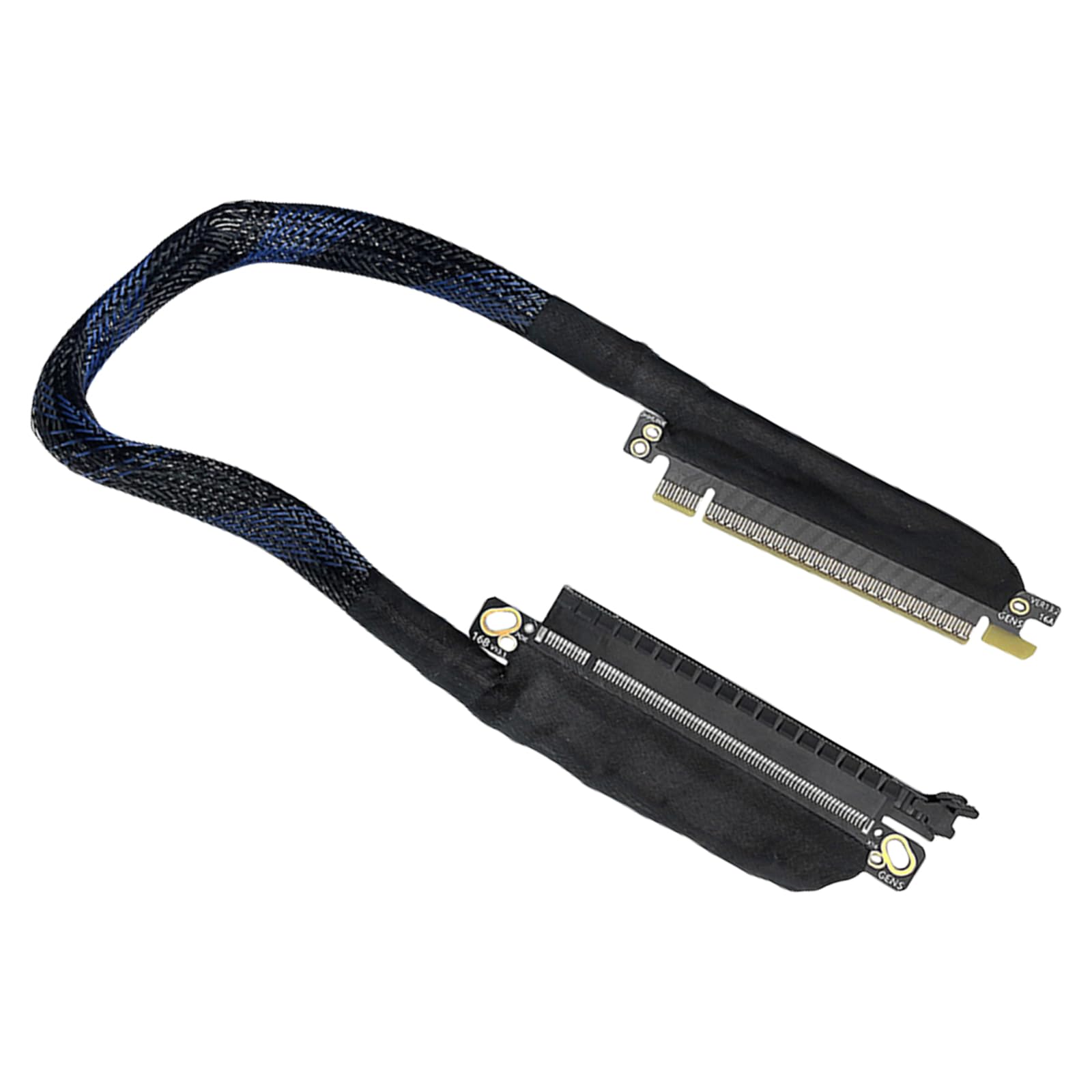 Elnwnnkc Highly Speed PCIe5.0 X16 Left Exit Graphics Card Risers Cable 180 Degree Angled Design with Silver Coated Contacts