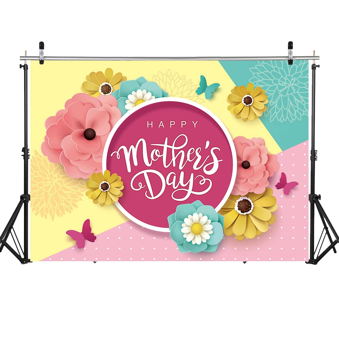 WOLADA 7x5FT Mothers Day Backdrop Mothers Day Decorations Happy Mothers Day Backdrop Flower Backdrop Mothers Day Decorations for Party Mothers Day Photo Backdrop Mothers Day Banner 12509