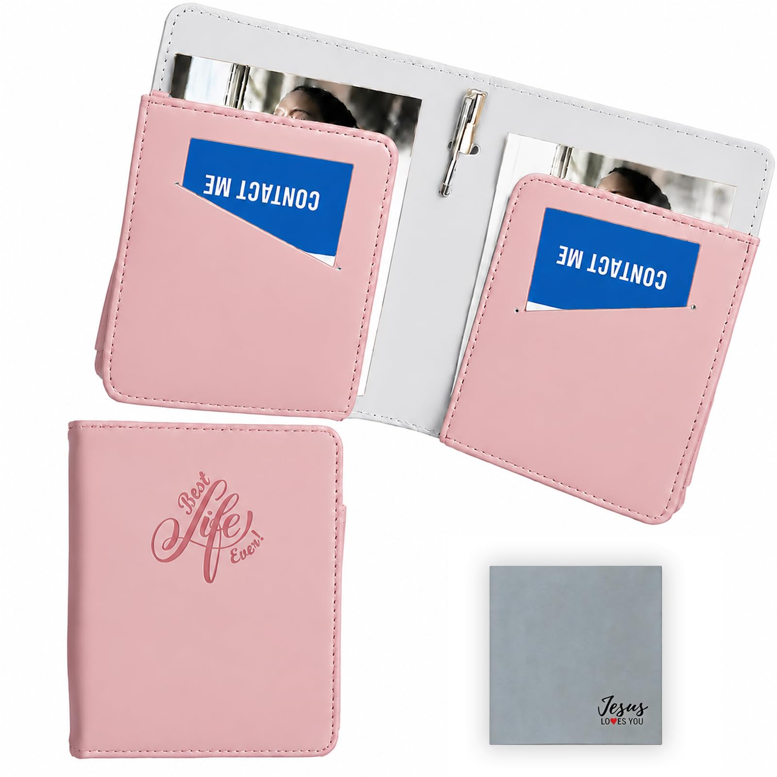 Cadeau pionnier JW : mini organiseur en cuir rose avec bloc-notes et stylo