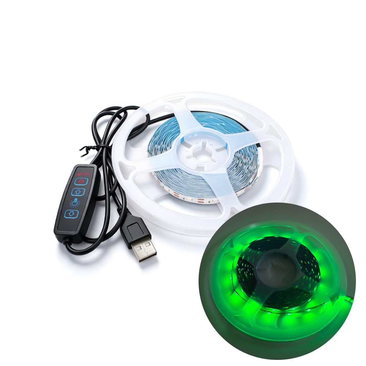 Innfeeltech 5M SMD LED Light Strip, 5mm Width 5V Green 60LEDs/m Light Strip, USB Connector