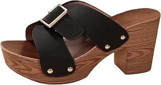 Pantoletten Damen Mit Absatz Elegant - Sandalen Blockabsatz Sandaletten Peep Toe Sommerschuhe High Heel Plattform Pantolette Frauen Slip On Slipper Plateau Pantoffeln Bequem Sandals