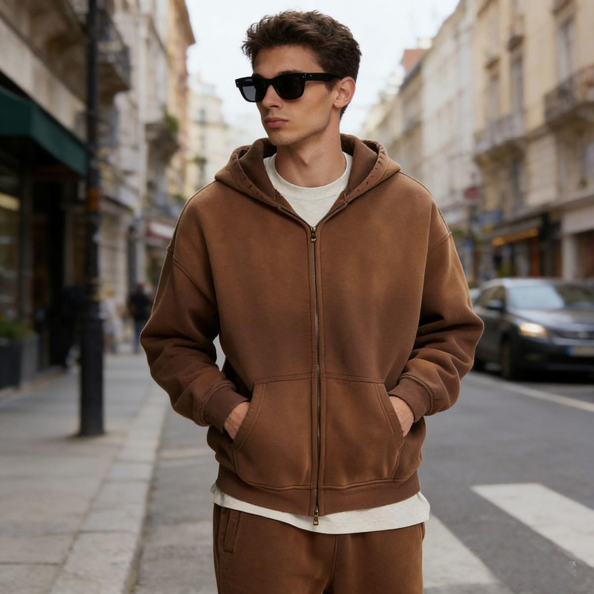 Felpa con cappuccio oversize da uomo, stile vintage, casual, in cotone, con tasca, per adolescenti, unisex