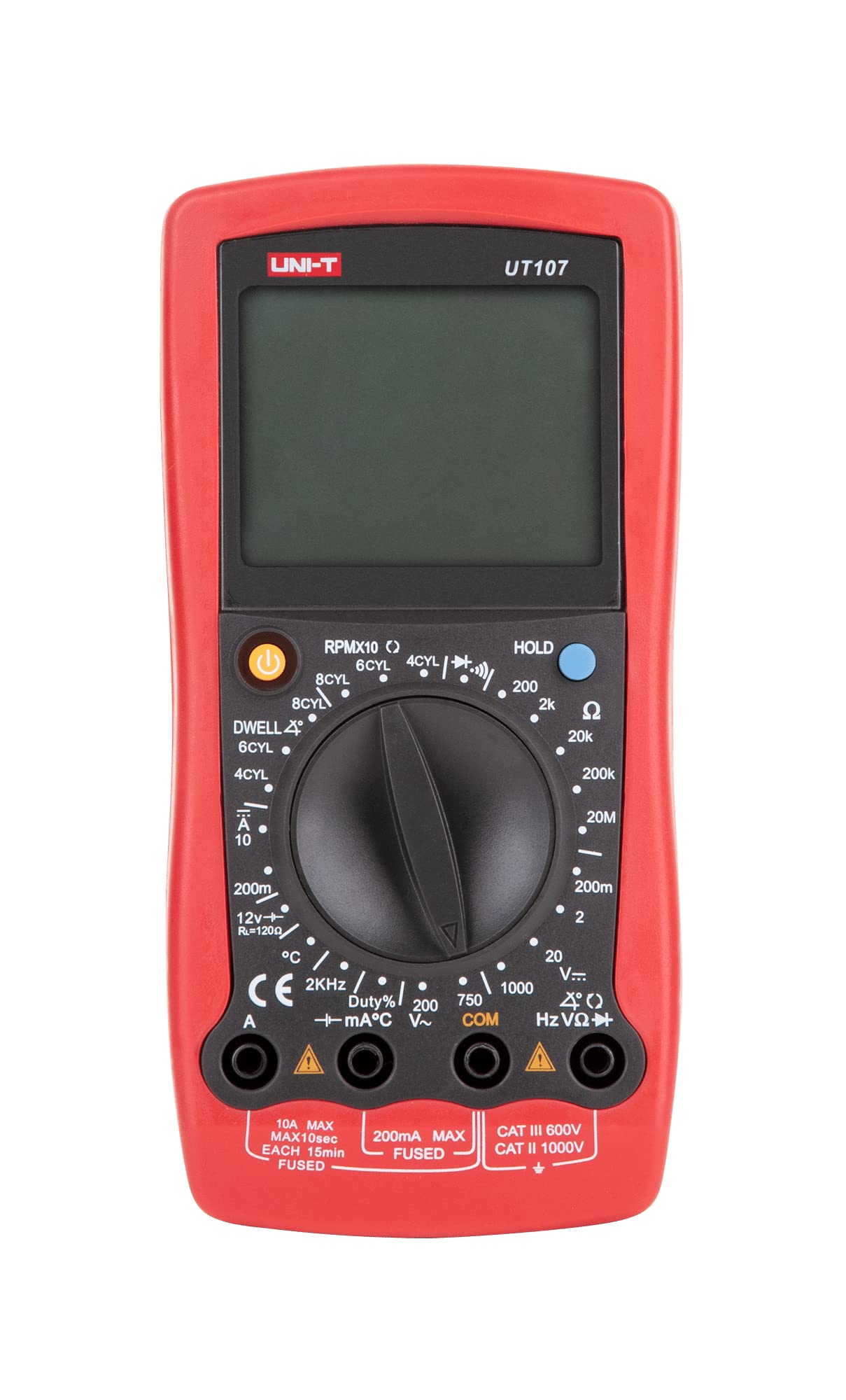 UNI-T MIE0090/UT107 Digital Multimeter Current Measurement DC/AC Voltage Temperature Resistance Continuity Diode Test Battery Warning Data Hold Function