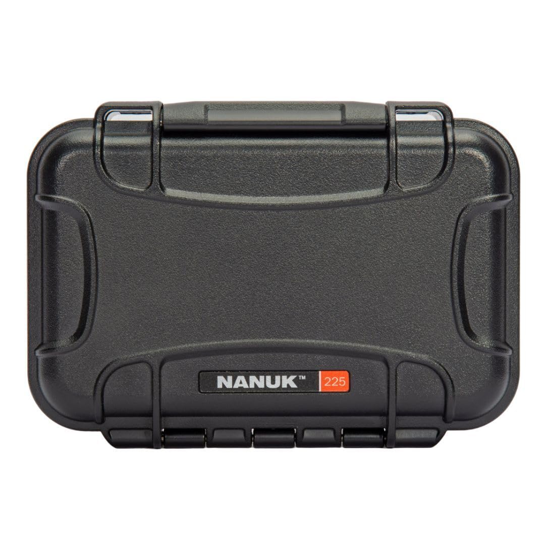 Nanuk 225 Waterproof Hard Case with Durable ABS Shell, Dustproof Seal, and Secure Latches (Black)