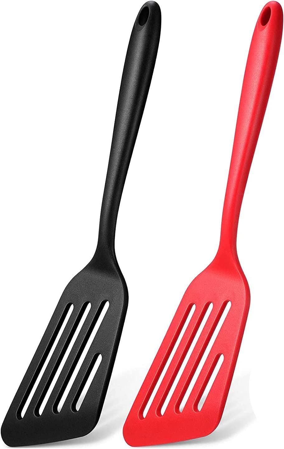 P-Plus International Silicone Fish Spatula, Non-Stick Large Slotted Flipper Turner, Heat Resistant Kitchen Cookwares for Frying, Cooking Seafood, Meat, Eggs, Omelets, Pancakes(Set of 2, Black&Red) (B0B4FYYFV2) Amazon Price History, Amazon Price Tracker