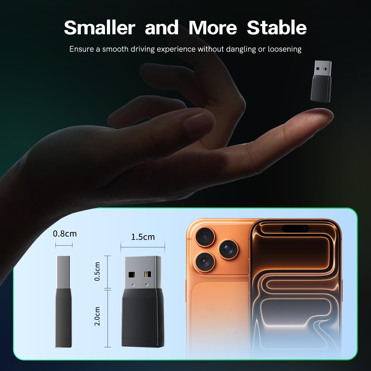 Adattatore wireless CarPlay per iPhone e Android Auto, mini dongle Plug & Play con USB-A e USB-C, converte cablato in wireless CarPlay, compatibile con iPhone e Android, Cars 2016+