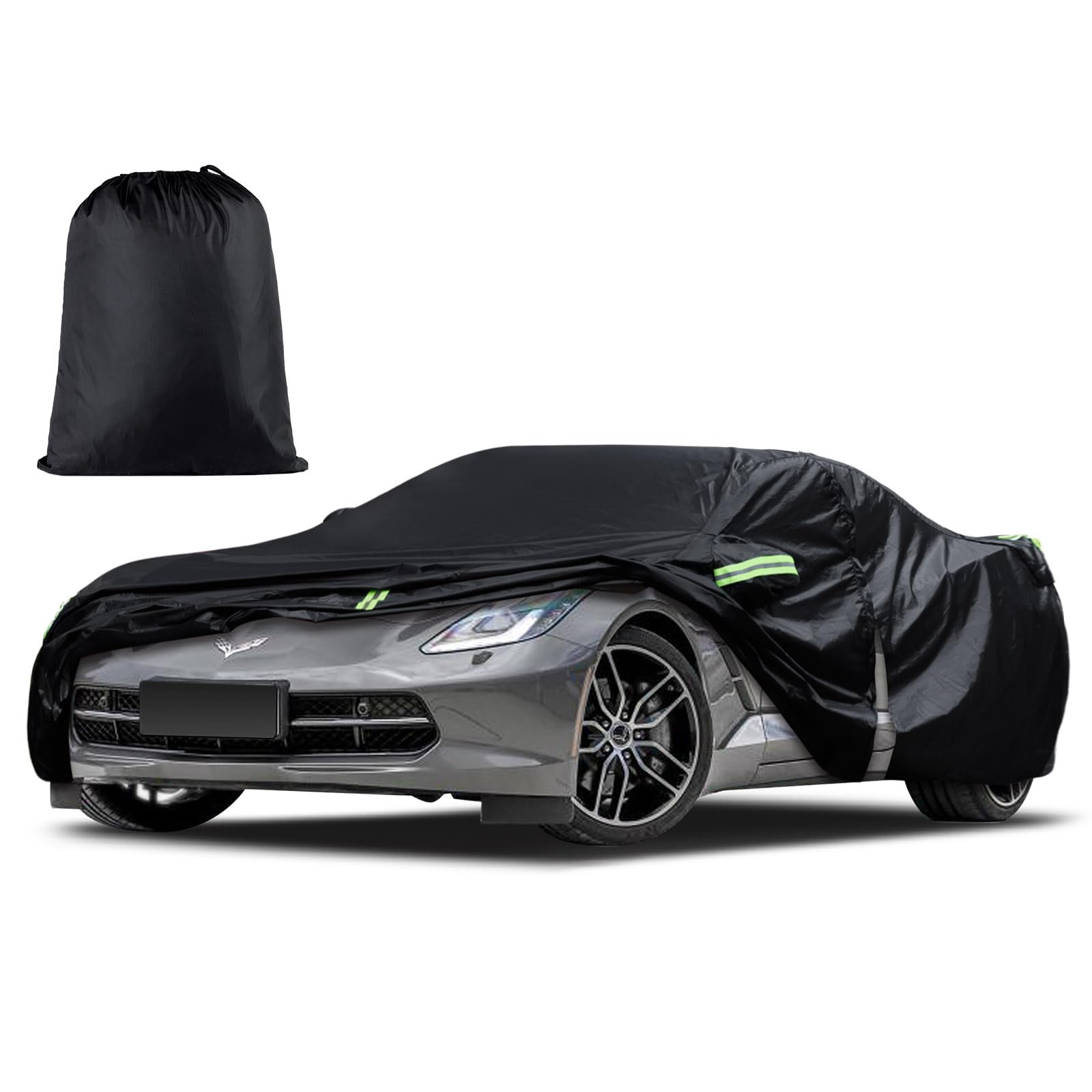 Car Cover Custom Fit for Chevrolet Corvette C8 2020–2023, Waterproof All Weather for Automobiles Full Exterior Cover Rain Sun Snow Protector with Door Zipper