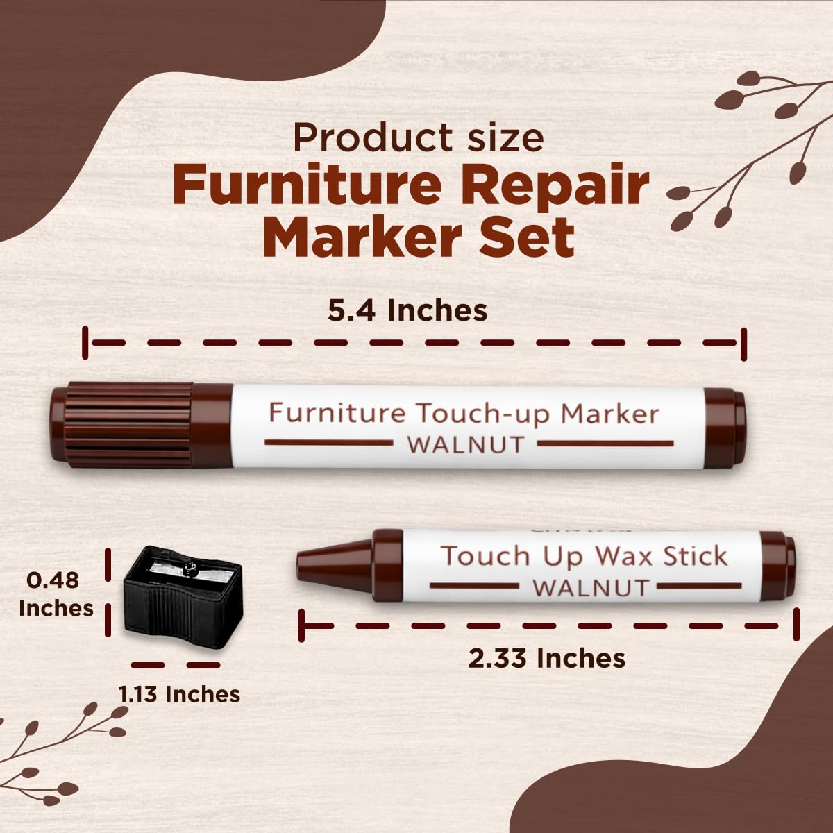 Furniture Repair Kit Wood Markers – Set of 14 – Markers and Wax Crayons for Scratches, Stains, Wood Floors, Tables, Cabinets, Desks & Touch-Ups