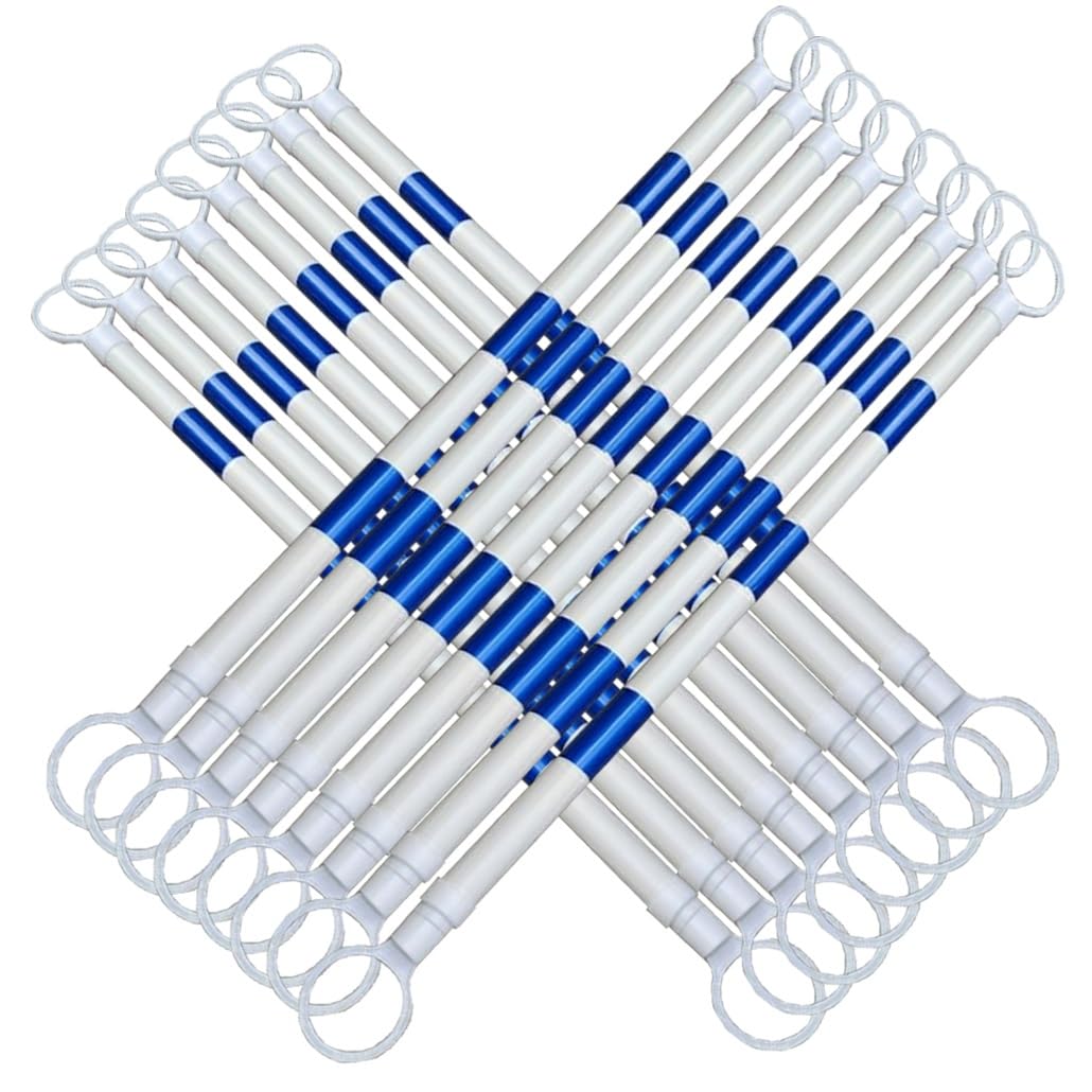 SGKOMN 20 Pcs Adjustable Traffic Cone Barrier with Reflective Sheeting, 47-78 Inch Retractable Safety Divider for Temporary Warning & Security, Green & White Traffic Control, Blue and White-16pcs