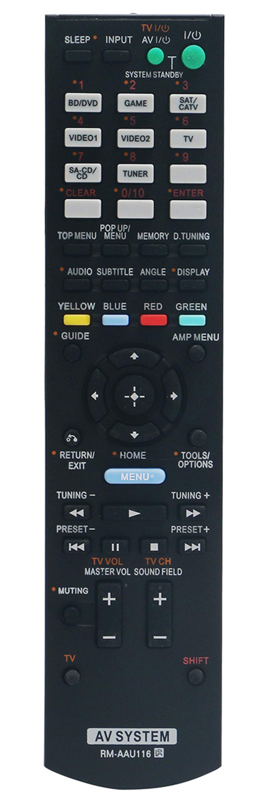 RM-AAU116 Replaced Remote fit for Sony AV System STR-KS380 STR-KS470 STR-DH520 STR-K3500SW STR-KM3500 HT-DDW3500 SS-WP3500 SS-CNP3500 SS-MSP3500