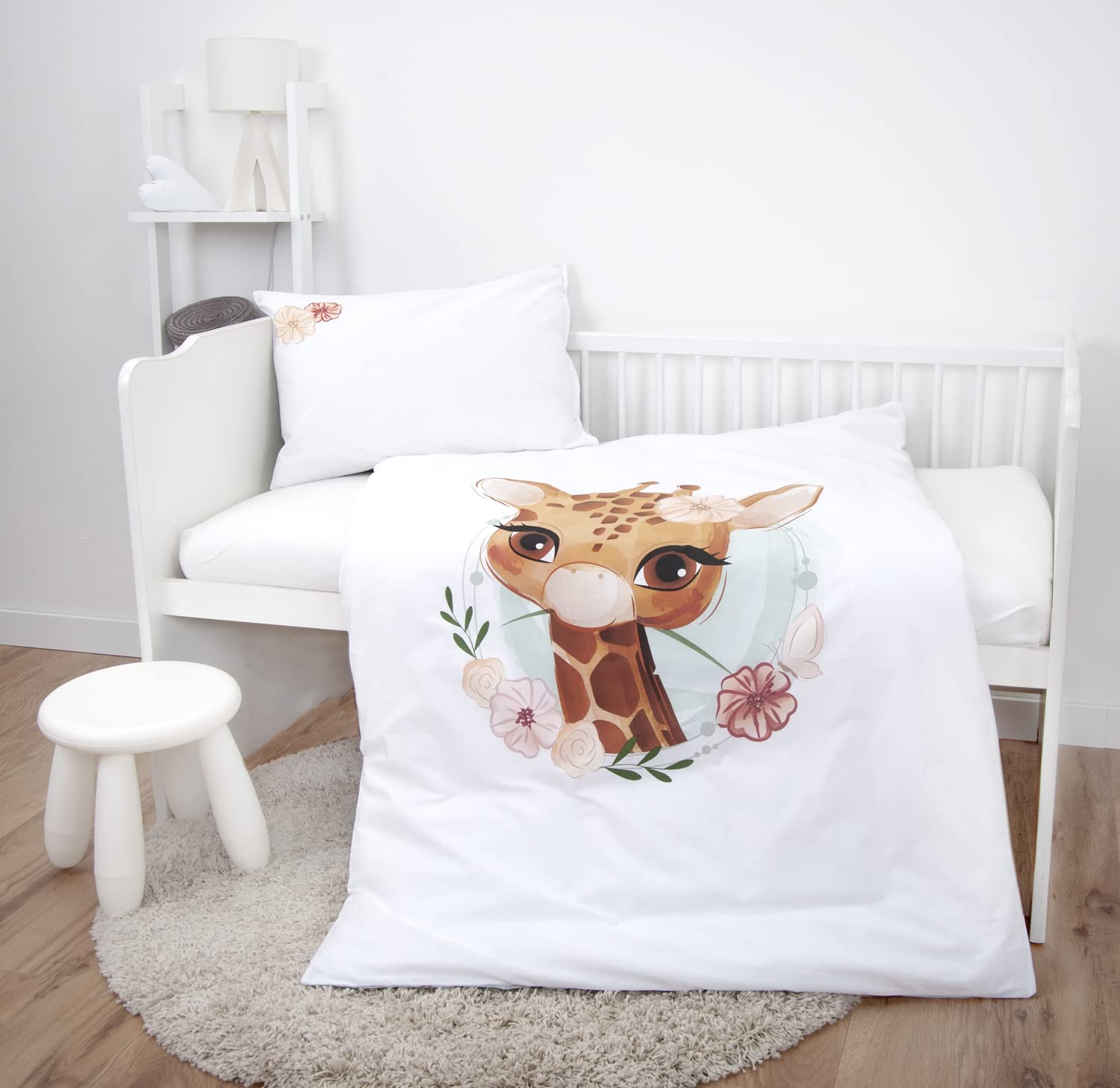 Parure De Lit Bébé Herding - Flanelle Coton, Motif Petite Fée Réversible, Taie 40x60 Cm, Housse 100x135 Cm